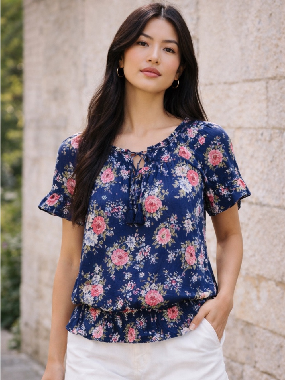 Abercrombie & Fitch Floral Smocked Blouse — Size M